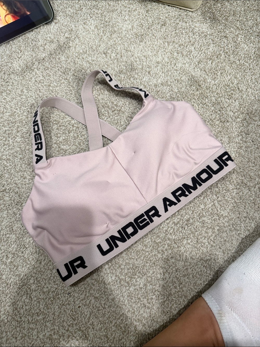 Under Armour Light Pink Crossback Logo Sports Bra